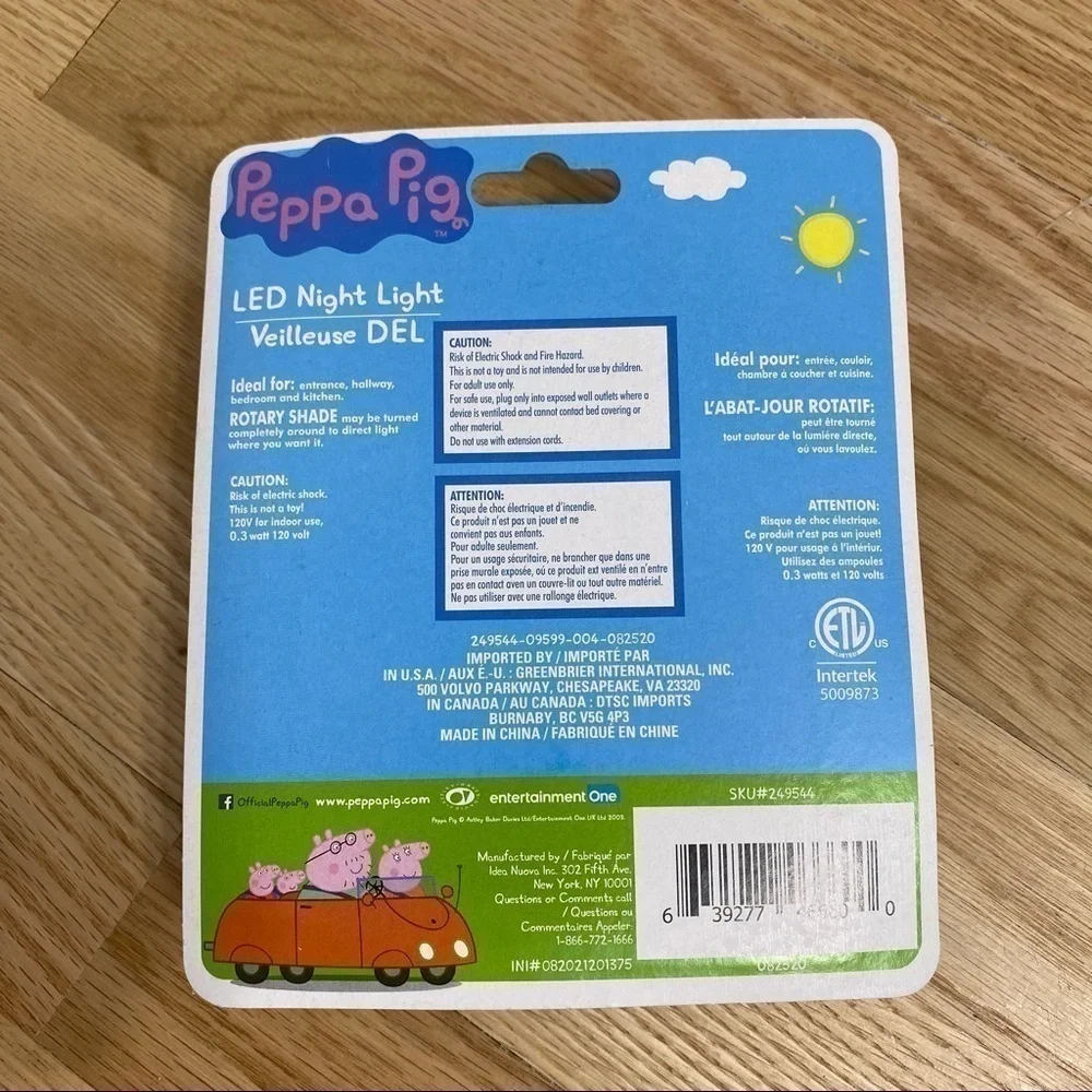 Peppa Pig LED Night Light NWT Nickelodeon Pink